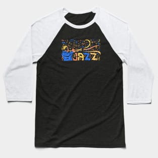 Funny Jazz Trumpet Musician with Musical Notes Baseball T-Shirt